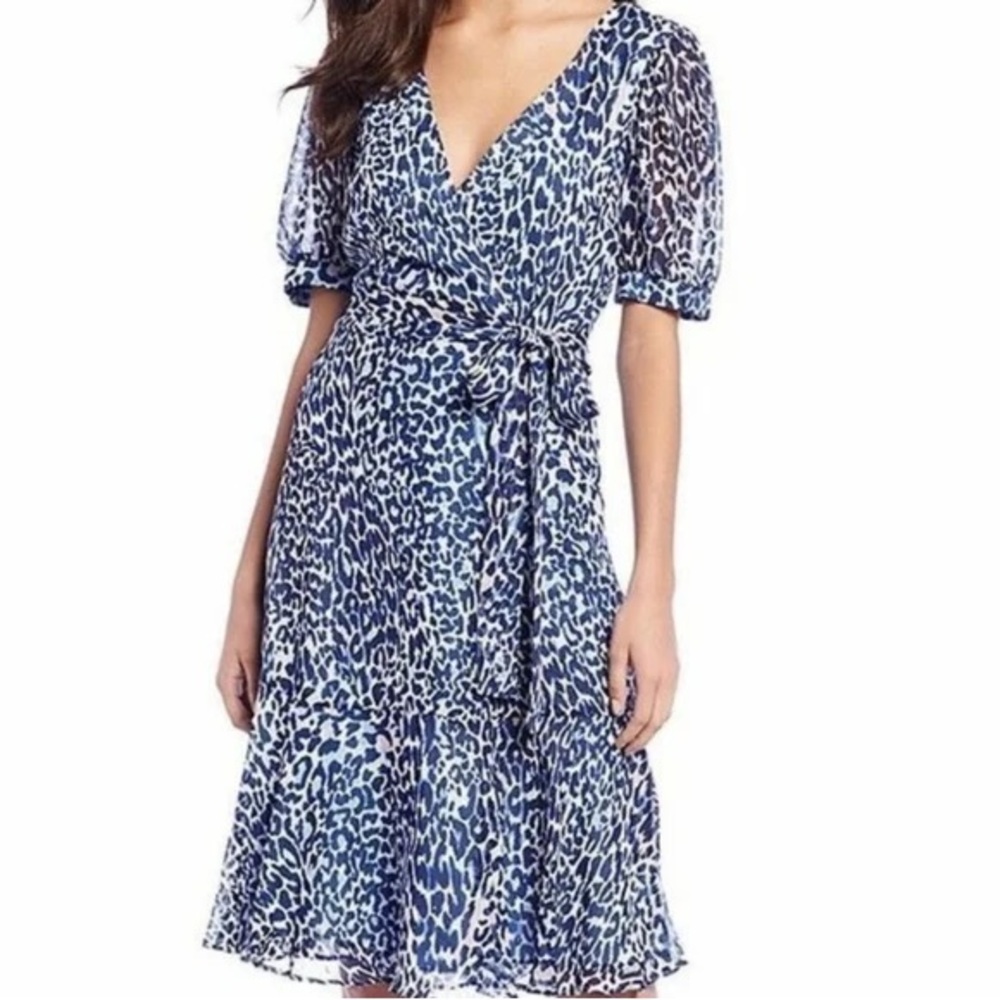 Eliza J Blue Animal Print Midi Dress